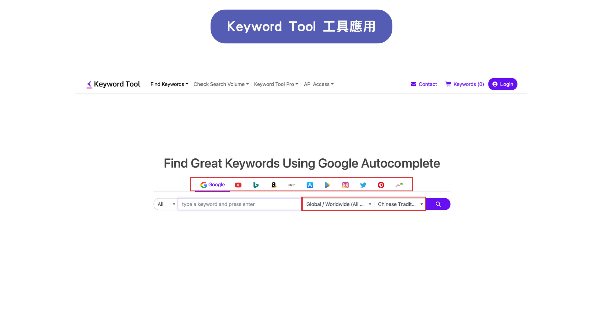 Keyword Tool 工具應用
